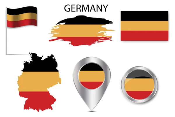 Bandera de Alemania insignia. Icono de mapa pin. Símbolo del icono del puntero. Ilustración vectorial. Imagen de stock. — Vector de stock