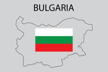 Bulgaristan harita bayrağı, her amaç için büyük tasarım. Avrupa haritası vektörü. Siluet haritası. Vektör çizimi. Resim yükle.