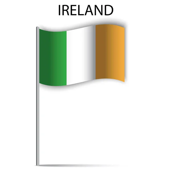 Ireland flag stick. Icon with ireland flag stick on white background. Vector illustration. Stock image. — Stock Vector