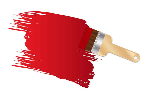 Brush red paint in paper art style. Wall art design. Home education concept. Vector illustration. Stock image. — Vetor de Stock