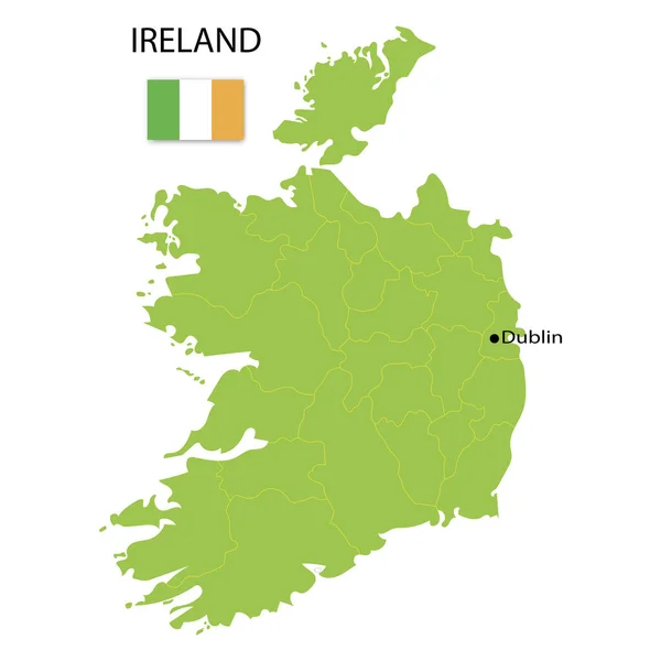 Карта флага Ирландия на белом фоне. Вектор карты Европы. Концепция путешествия. Векторная иллюстрация. Изображение. — стоковый вектор