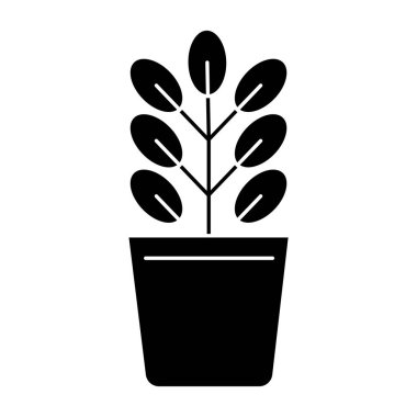 Siyah siluet saksısı beyaz arka planda. Ekoloji konsepti. Çiçek süsleme. Vektör çizimi. Resim yükle.