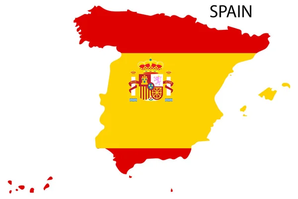 Spain flag map. Silhouette map. Europe map vector. National flag graphic design. Vector illustration. Stock image. — Vector de stock