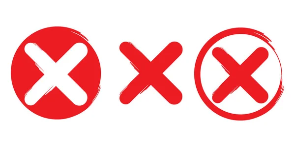 Controlla l'icona del segno. Croce rossa su sfondo bianco. Simbolo no, rifiuto, cancellazione. Illustrazione vettoriale. Immagine stock. — Vettoriale Stock