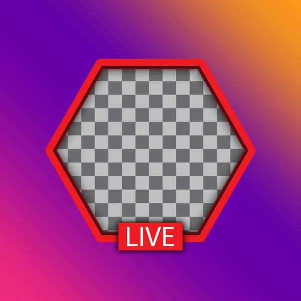 Diffusion vidéo en direct. Médias sociaux. Logo Hexagon Live stream. Réseau social. Illustration vectorielle. Image de stock. — Image vectorielle