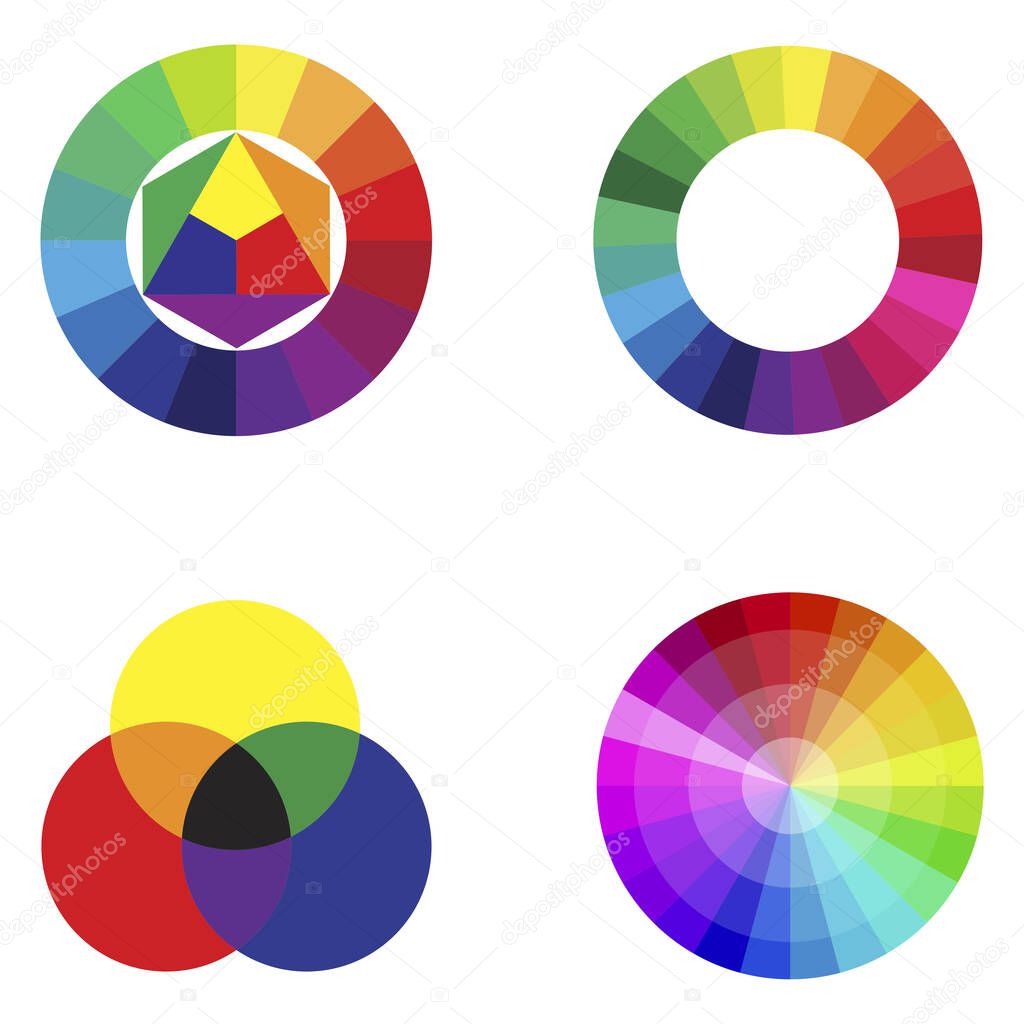 color palette on white background. Graphic color background. Circle triangle. Vector illustration. Stock image. 