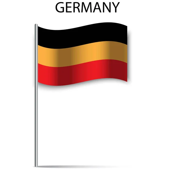 Palo de bandera de Alemania 3d para el diseño textil. Onda de color. Ilustración vectorial. Imagen de stock. — Vector de stock