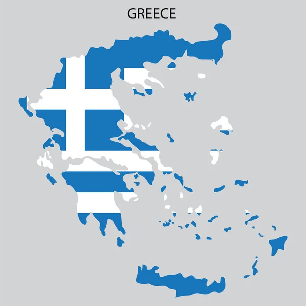 白い背景にギリシャの地図の旗。ヨーロッパ地図ベクトル。旅行のコンセプト。ベクトルイラスト。ストック画像. — ストックベクタ