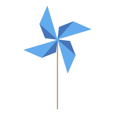 Mavi yel değirmeni, her amaç için harika bir tasarım. Yeşil enerji. Yaz ikonu. Vektör çizimi. Resim yükle.