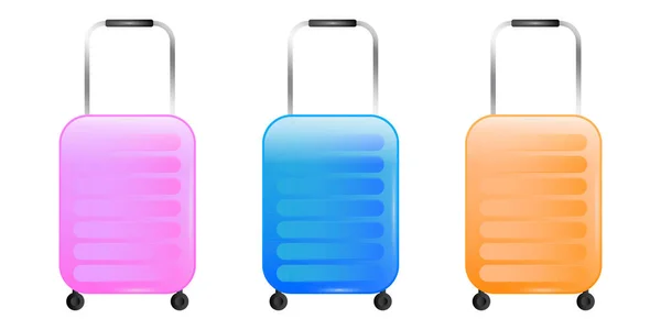 Valises multicolores. Dessin animé. Des valises multicolores. Un symbole de voyage. Concept d'entreprise. Illustration vectorielle. Image de stock. — Image vectorielle