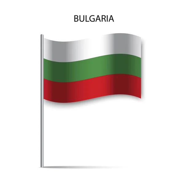 Bulgaria flag stick on white background. Travel concept. Vector illustration. Stock image. — Stok Vektör