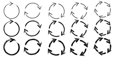 Ok daireleri. İmleç ok simgesi ayarlandı. Ok simgesi koleksiyonu. Vektör çizimi. Resim yükle.