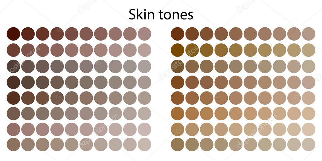 Colorful skin tones palette. Beige tones palette. Colorful palette. Pastel color. Vector illustration. Stock image. EPS 10.