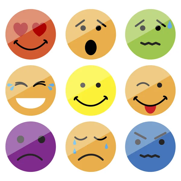 Verschiedene Smileys. Lustige Zeichentrickfigur. Zeichentrick-Emoji-Set. Vektor-Emoticon gesetzt. Vektorillustration. — Stockvektor