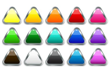 Modern tarzda plastik renkli düğmeler. Boş parlak renkli düğmeler. Banner web düğmeleri. Vektör illüstrasyonu.