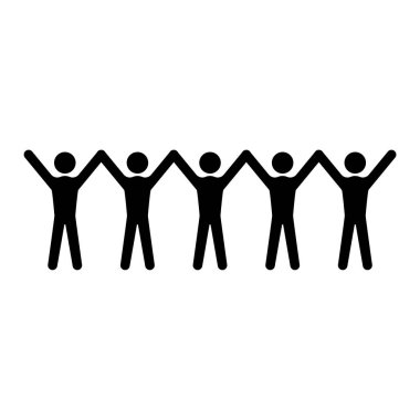 Silüet adam el kaldırdı. İş başarısı konsepti. Kazanan ödül. Vektör illüstrasyonu.