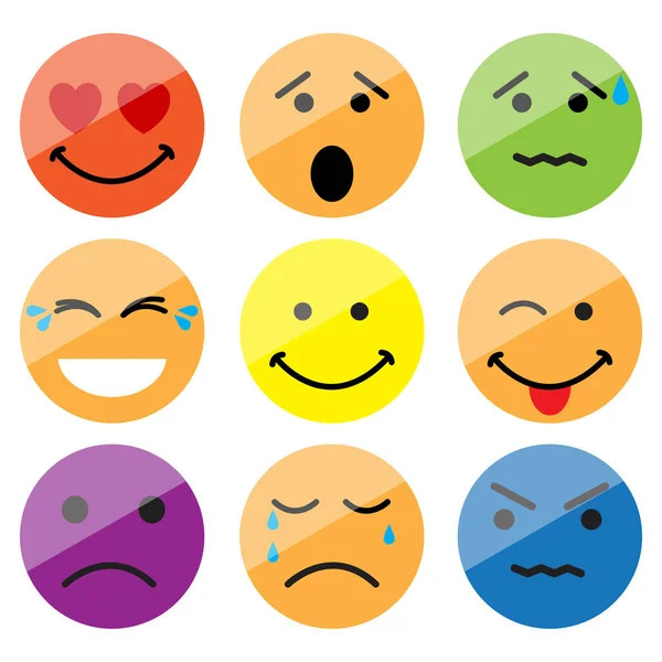 Verschiedene Smileys. Lustige Zeichentrickfigur. Zeichentrick-Emoji-Set. Vektor-Emoticon gesetzt. Vektorillustration. — Stockvektor