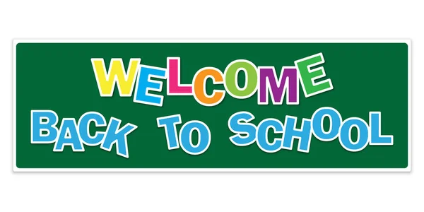 Green welcome back to school. Poster, banner concept. Doodle lettering with green welcome back to school. Vector illustration. — Stock Vector