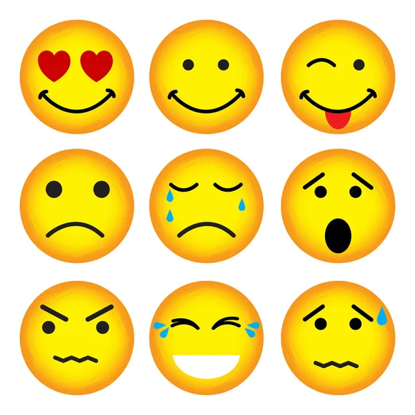 Ett annat leende. Rolig tecknad karaktär. Tecknad emoji-uppsättning. Vektor emoticon inställd. Vektorillustration. — Stock vektor