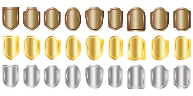 Kalkan simgesi ayarlandı. Koruma ikonu. Güvenlik vektör simgesi. Vektör çizimi. Resim yükle.