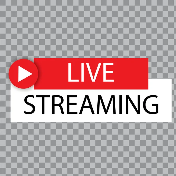 Live streaming Button, icon, emblem label. Vector illustration. Stock image. — Stock Vector