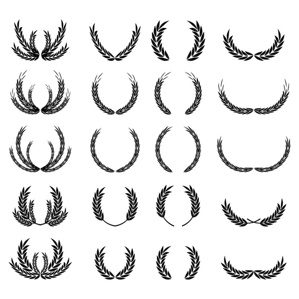 Kränze Stacheln setzen Muster für dekorative Gestaltung. Ohrensymbole. Blumenzweig. Hochzeitsdekoration. Vektorillustration. Archivbild. — Stockvektor