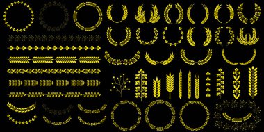 Çelenkler dekoratif tasarım için desen oluşturur. Kulak simgesi. Çiçek dalı. Düğün dekorasyonu. Vektör çizimi. Resim yükle.