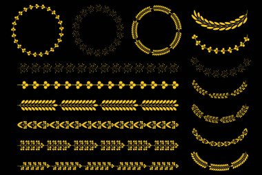 Çelenkler dekoratif tasarım için desen oluşturur. Kulak simgesi. Çiçek dalı. Düğün dekorasyonu. Vektör çizimi. Resim yükle.