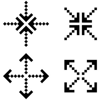 Noktalı ok işaretçili illüstrasyon. Dijital arka plan. Noktalı ok işaretçileri modern tarzda. Vektör çizimi. Resim yükle. 
