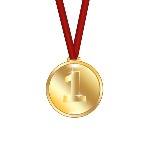Medalla primer lugar en estilo 3d. Fondo blanco. Ilustración vectorial. Imagen de stock. — Vector de stock