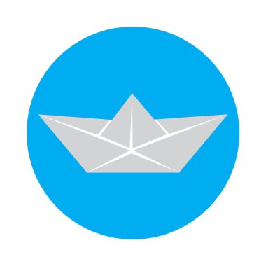 Kağıt tasarımı için kağıt tekne. Soyut mavi çizgili arka plan. 3 boyutlu illüstrasyon. Vektör çizimi. Resim yükle.