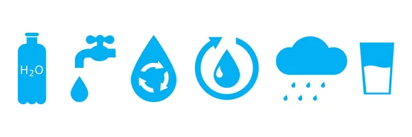 Wassertropfen-Umriss-Symbol. Flüssiges Tropfen-Symbol. Öko-Symbol. Recycle, Regen Icon Set. Vektorillustration. Archivbild. — Stockvektor