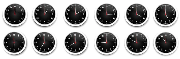 Conjunto de iconos del reloj. Reloj, vector icono de tiempo. Reloj de pared realista. Icono de tiempo establecido. Ilustración vectorial. Imagen de stock. — Archivo Imágenes Vectoriales