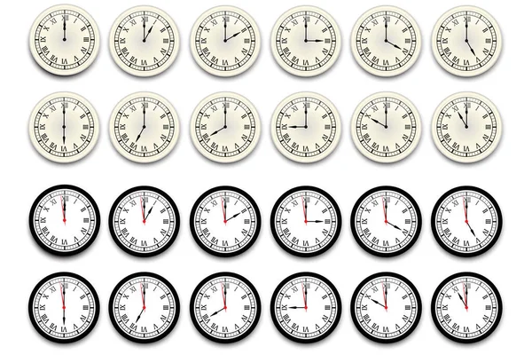 Набір піктограм годинника. Дивіться, вектор піктограм часу. Реальний набір настінних годинників. Набір піктограм часу. Векторні ілюстрації. Зберігати зображення . — стоковий вектор