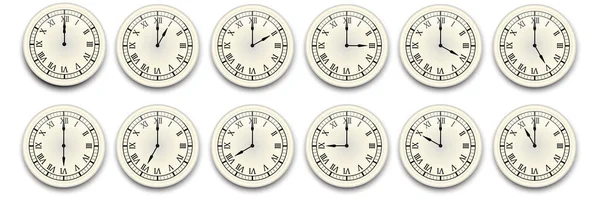 Conjunto de iconos del reloj. Reloj, vector icono de tiempo. Reloj de pared realista. Icono de tiempo establecido. Ilustración vectorial. Imagen de stock. — Vector de stock