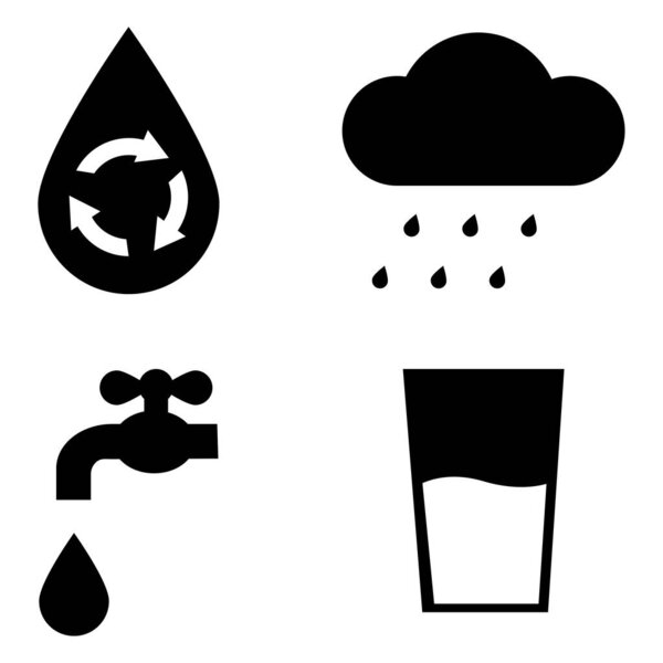 Water drop outline icon. Liquid drop symbol. Eco symbol. Recycle, Rain icon set. Vector illustration. Stock image. 