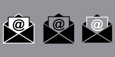 Zarflar e-posta seti. SMS sohbeti. İletişim simgesi. Kişi sayfası simgesi ayarlandı. İleti simgesi. Vektör çizimi. Resim yükle