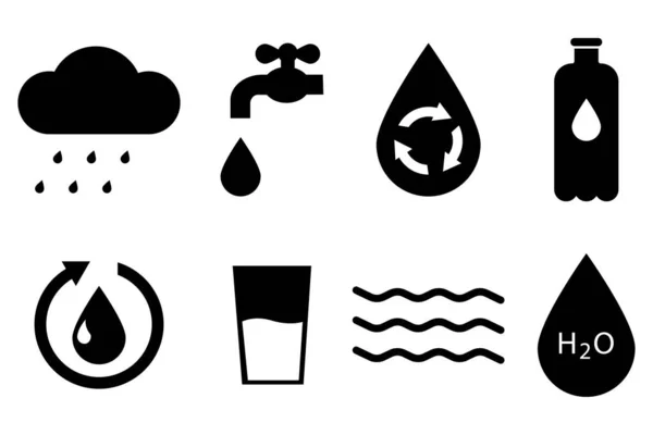 Wassertropfen-Umriss-Symbol. Flüssiges Tropfen-Symbol. Öko-Symbol. Recycle, Regen Icon Set. Vektorillustration. Archivbild. — Stockvektor