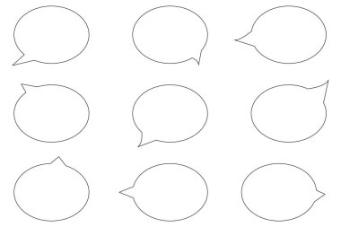 Siyah daire diyalog çerçeve simgesi seti. Sohbet sembolü. İletişim konsepti. Mürekkep çizimi. Vektör çizimi. Resim yükle.