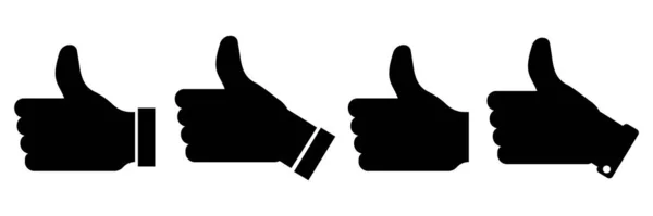 Preto esquerdo polegares para cima ícone definido. Como símbolo. Um gesto de mão. As redes sociais gostam de botão. Ilustração vetorial. Imagem de stock. —  Vetores de Stock