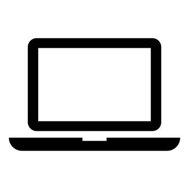 Beyaz ekran ikonlu defter. Bilgisayar teknolojisi. Akıllı alet. İş konsepti. Vektör çizimi. Resim yükle.