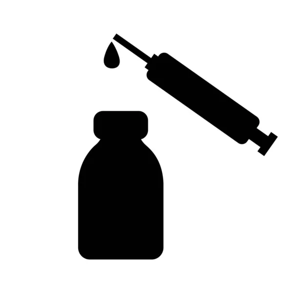 Vaccine injection silhouette icon. Immunization emblem. Medicine concept illustration. Vector illustration. Stock image. — Stock Vector