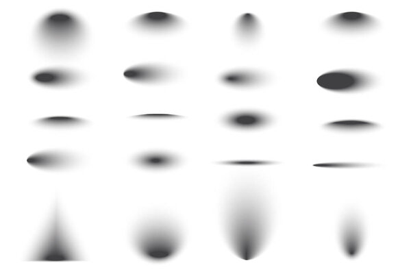 Transparent grey shadow effects set. Geometric decoration element. Line art. Soft shade. Vector illustration. Stock image.