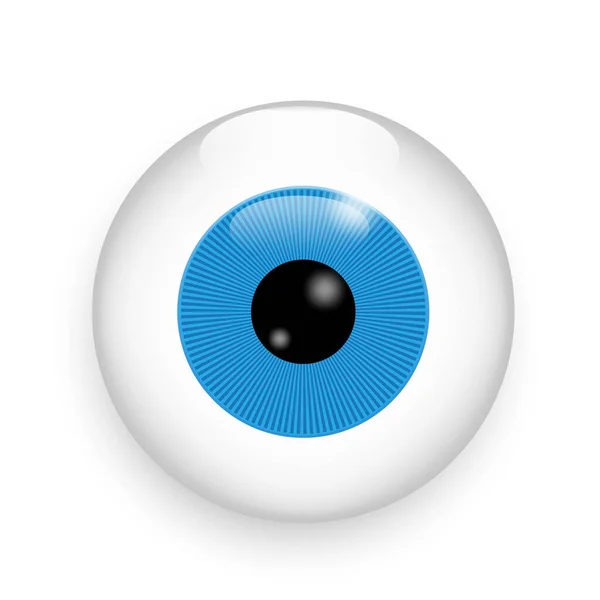 Elszigetelt, valósághű kék szemgolyó. 3D illusztráció közel fehér háttér. Kézzel rajzolt. Vektor illusztráció. Készletkép. — Stock Vector