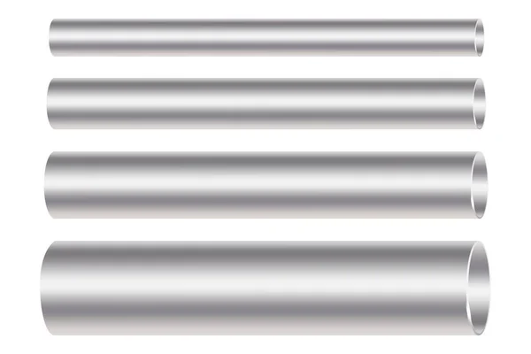 Tubos de aluminio de diferentes diámetros. Acero inoxidable. Concepto de construcción. Ilustración vectorial. Imagen de stock. — Archivo Imágenes Vectoriales