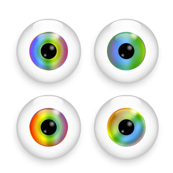 Szivárvány szemgolyó ikon készlet. Szemészet szimbólum. Más színű, elvont szem. Vektor illusztráció. Készletkép. — Stock Vector