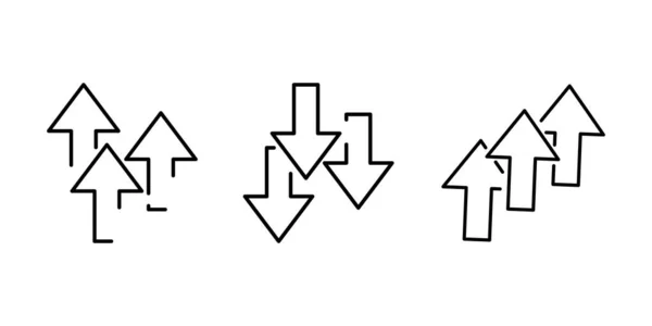 Černá šipka nahoru a dolů ikona nastavena. Přejeďte symbol. Znak siluety. Navigační značka. Vektorová ilustrace. Stock image. — Stockový vektor