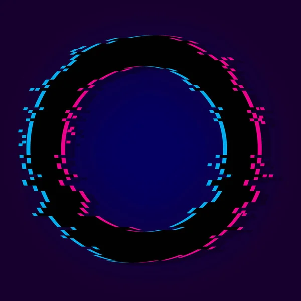 Interferencia círculo icon.Colorido fallo redondo. Fondo azul oscuro. Marco del juego. Ilustración vectorial. Imagen de stock. — Archivo Imágenes Vectoriales