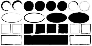 Mürekkep geometrik figürler. Soyut tasarım. İzole edilmiş siyah elementler. Boya fırçası. Vektör çizimi. Resim yükle. 