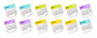 2022 duvar çıkartması takvimi. Basit düz tabela. İş geçmişi. Organizatör konsepti. Vektör çizimi. Resim yükle. 